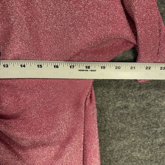 Unbranded Dress Women XL Plus Pink Shift Midi V-Neck Short Sleeve Metallic - Picture 4 of 7